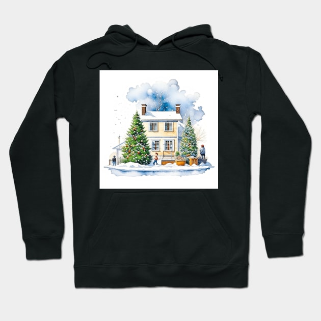 Winter Home Scene - Christmas Hoodie by Oldetimemercan